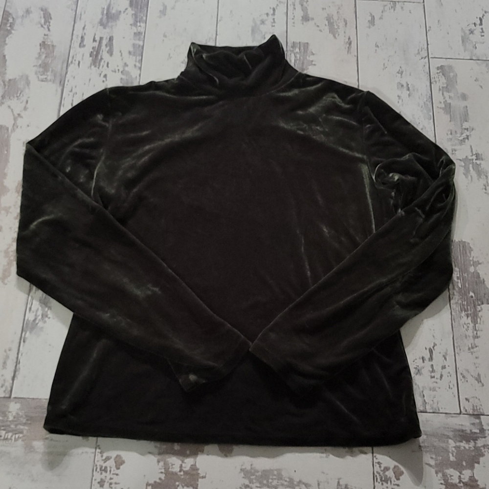 Vintage 90s Banana Republic Dark Green Velvet Turtleneck XS